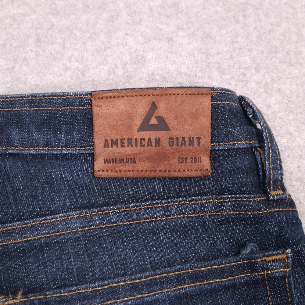 American Giant Dakota Jeans Men 32x32 (31x31) Dark Slim Straight Stretch Denim - Picture 10 of 13